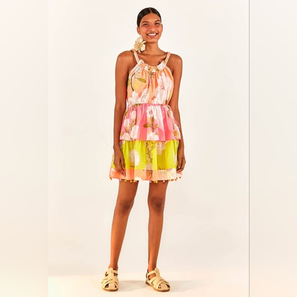 FARM RIO Mixed Neon Garden Mini  Dress NWT - Picture 2 of 11